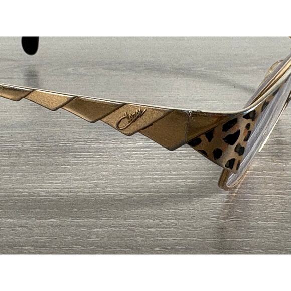 Vintage Cazal Eyeglass Frames Leopard Print Gold Zig Zag Arms Women’s Designer - Picture 2 of 5